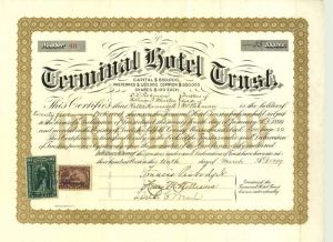 Terminal Hotel Trust with Revenues - Stock Certificate